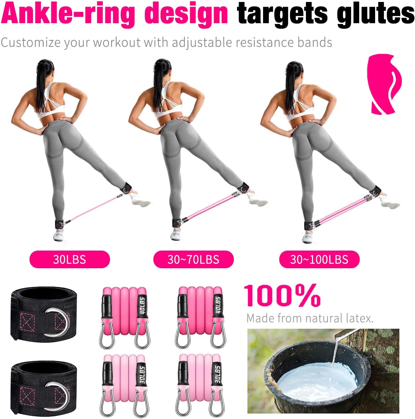 Bbtops Pilates Bar Kit with Resistance Bands,Pilates Bar with Stackable Bands Workout Equipment for Legs,Hip,Waist and Arm,Exercise Fitness Equipment for Women & Men