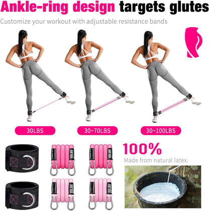 Bbtops Pilates Bar Kit with Resistance Bands,Pilates Bar with Stackable Bands Workout Equipment for Legs,Hip,Waist and Arm,Exercise Fitness Equipment for Women & Men