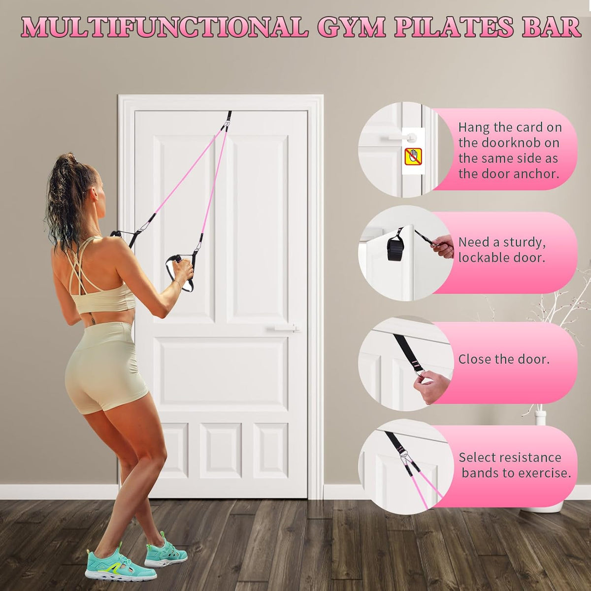Bbtops Pilates Bar Kit with Resistance Bands,Pilates Bar with Stackable Bands Workout Equipment for Legs,Hip,Waist and Arm,Exercise Fitness Equipment for Women & Men