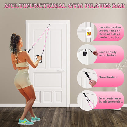 Bbtops Pilates Bar Kit with Resistance Bands,Pilates Bar with Stackable Bands Workout Equipment for Legs,Hip,Waist and Arm,Exercise Fitness Equipment for Women & Men