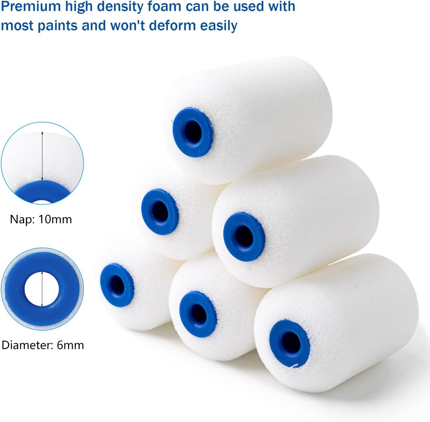 4 Inch Foam Paint Roller Kit, 8 Pack - Mini Roller Set with 4” Small Roller Covers, Frame, Tray & Liner for Smooth Painting on Walls, Trim, Furniture, Home DIY Projects
