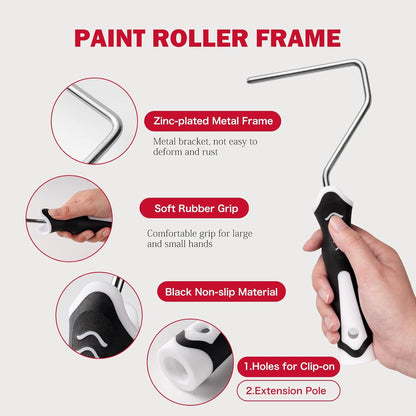 4 Inch Foam Paint Roller Kit, 8 Pack - Mini Roller Set with 4” Small Roller Covers, Frame, Tray & Liner for Smooth Painting on Walls, Trim, Furniture, Home DIY Projects