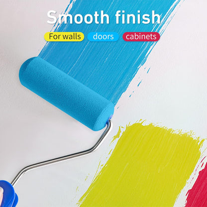 4 Inch Foam Paint Roller Kit, 8 Pack - Mini Roller Set with 4” Small Roller Covers, Frame, Tray & Liner for Smooth Painting on Walls, Trim, Furniture, Home DIY Projects