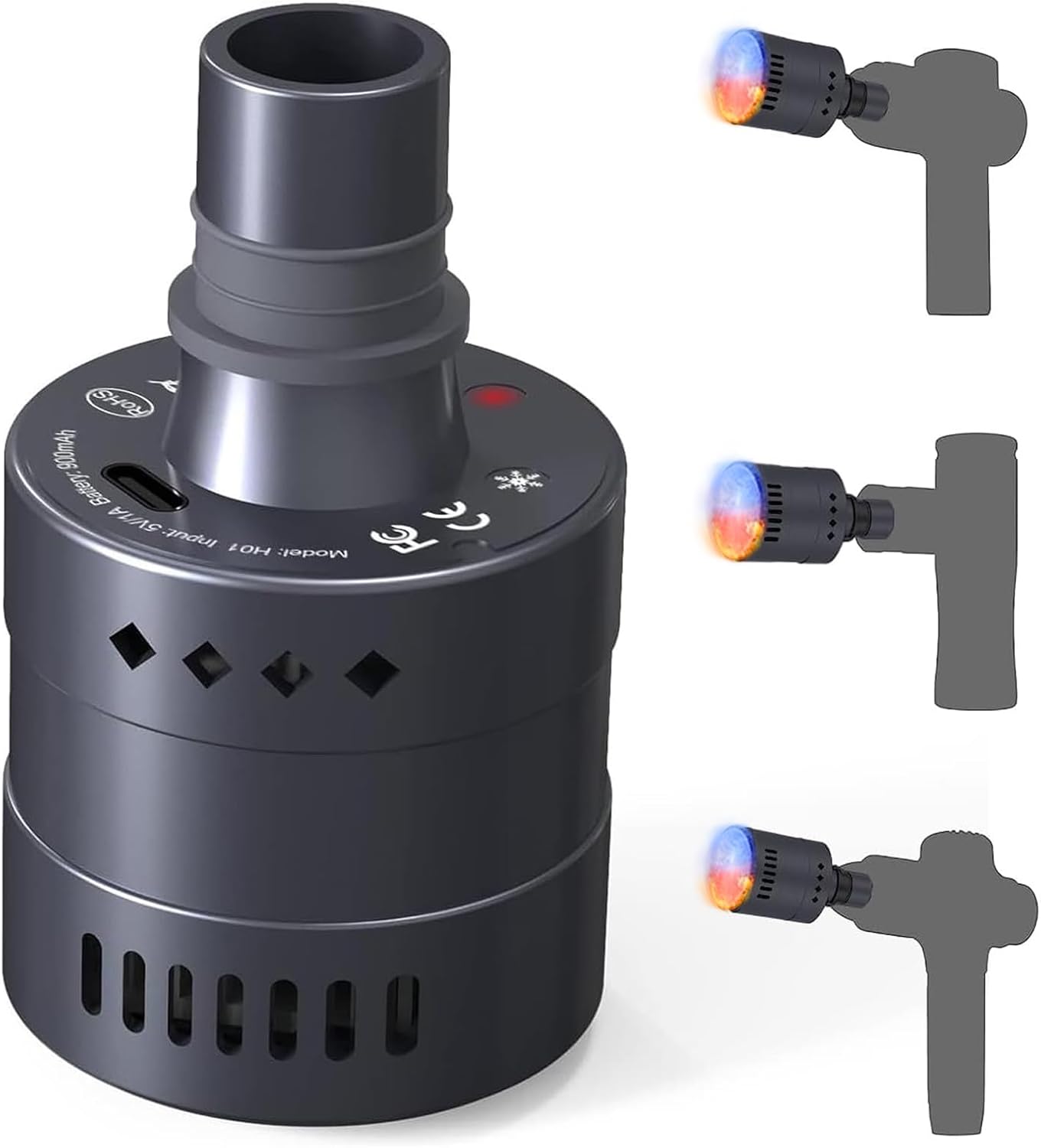 Massage Gun Head with 𝐇𝐞𝐚𝐭 𝐚𝐧𝐝 𝐂𝐨𝐨𝐥,Rechargeable Heated Massager Gun Head,Accelerating Blood Circulation,Pain Relief, Deep Tissue Massage Gun Accessories