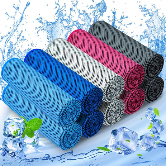 10 Pack Cooling Towels, Cooling Towels for Neck and Face, Sweat Microfiber Towel Soft Breathable Towel for Gym, Yoga, Camping, Running, Fitness, Workout & More Activities