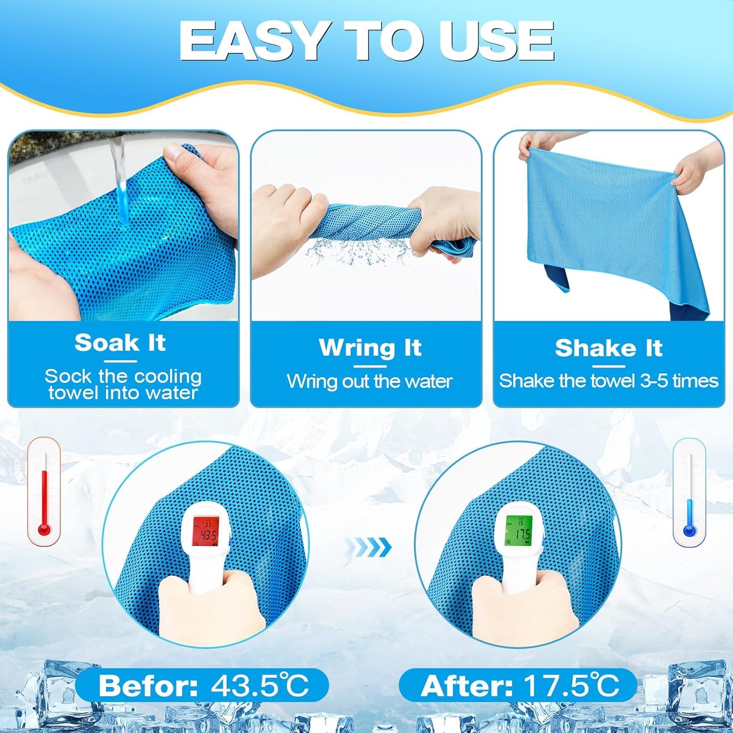 10 Pack Cooling Towels, Cooling Towels for Neck and Face, Sweat Microfiber Towel Soft Breathable Towel for Gym, Yoga, Camping, Running, Fitness, Workout & More Activities