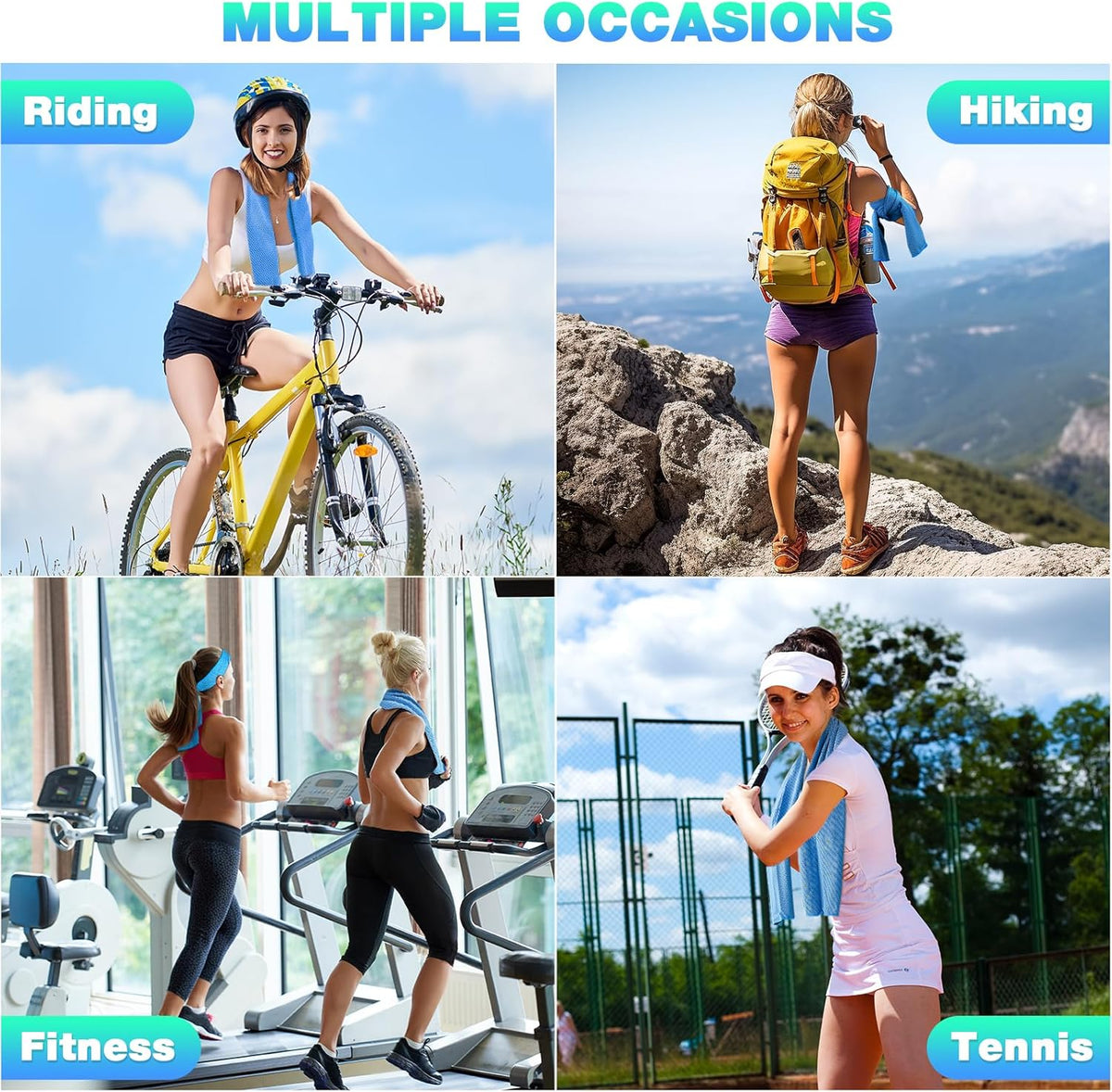 10 Pack Cooling Towels, Cooling Towels for Neck and Face, Sweat Microfiber Towel Soft Breathable Towel for Gym, Yoga, Camping, Running, Fitness, Workout & More Activities
