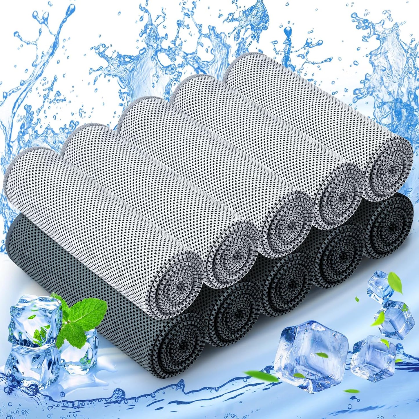10 Pack Cooling Towels, Cooling Towels for Neck and Face, Sweat Microfiber Towel Soft Breathable Towel for Gym, Yoga, Camping, Running, Fitness, Workout & More Activities