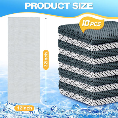 10 Pack Cooling Towels, Cooling Towels for Neck and Face, Sweat Microfiber Towel Soft Breathable Towel for Gym, Yoga, Camping, Running, Fitness, Workout & More Activities