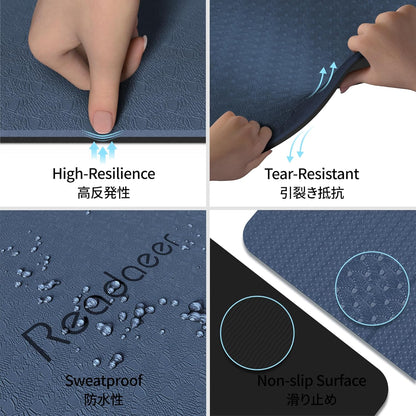 Foldable Yoga Mat for Travel Folding Yoga Mat 6mm Thick with Carrying Bag, Non-Slip TPE Exercise Pilates Mat for 72" L x 24" W x 0.24 Inch