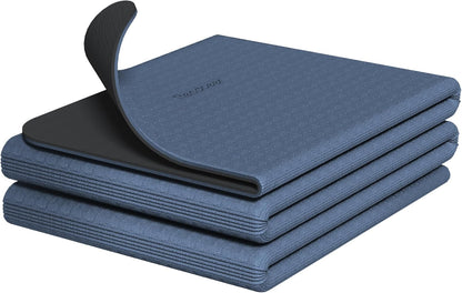 Foldable Yoga Mat for Travel Folding Yoga Mat 6mm Thick with Carrying Bag, Non-Slip TPE Exercise Pilates Mat for 72" L x 24" W x 0.24 Inch
