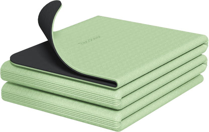 Foldable Yoga Mat for Travel Folding Yoga Mat 6mm Thick with Carrying Bag, Non-Slip TPE Exercise Pilates Mat for 72" L x 24" W x 0.24 Inch