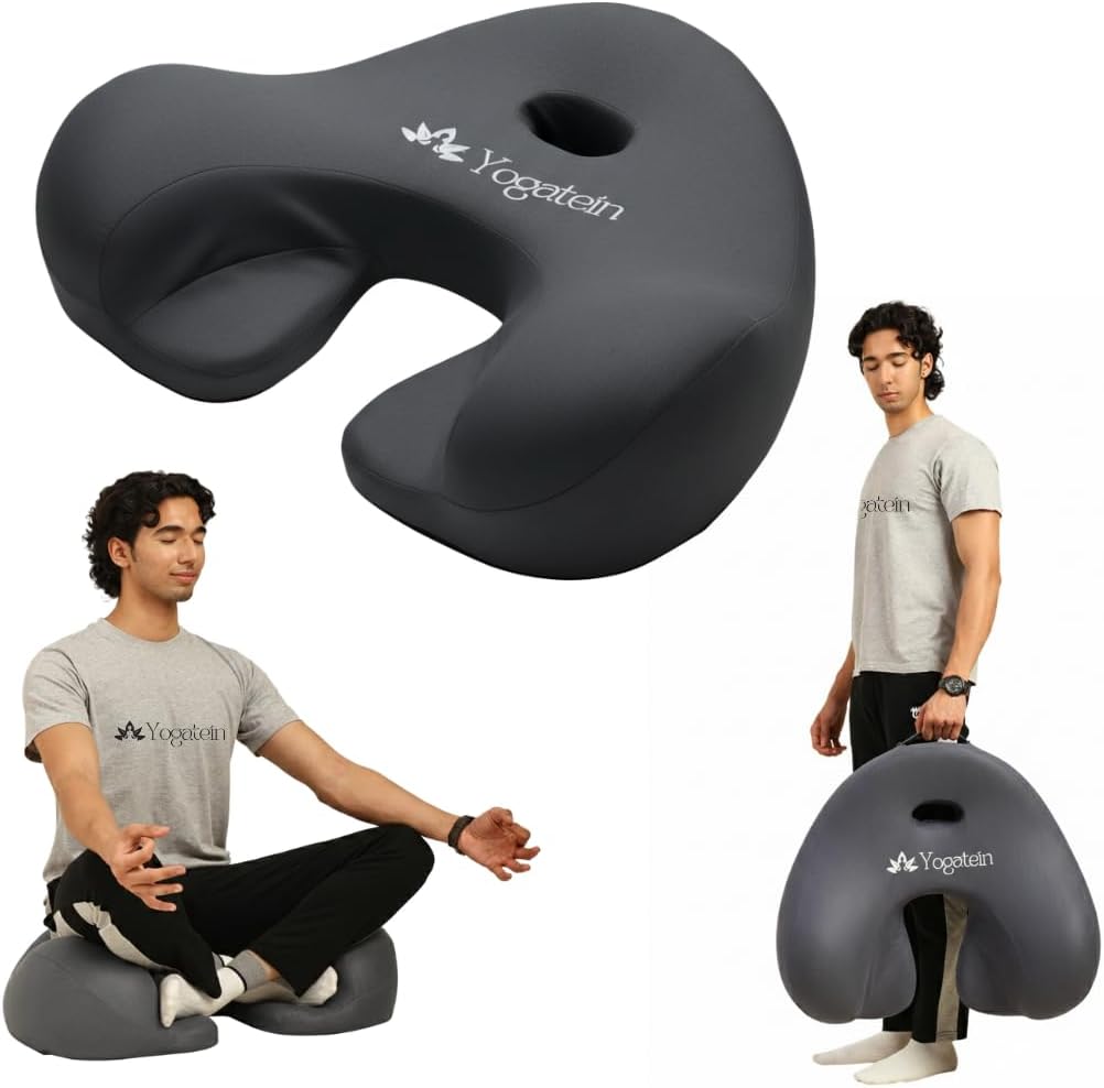 Ergonomic Meditation Cushion with Foot Rest & Carry Strap – Large Floor Cushion for Adults – Meditation Seat & Yoga Cushion for Mindfulness, Sound Healing & Reiki