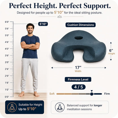 Ergonomic Meditation Cushion with Foot Rest & Carry Strap – Large Floor Cushion for Adults – Meditation Seat & Yoga Cushion for Mindfulness, Sound Healing & Reiki
