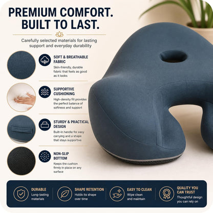 Ergonomic Meditation Cushion with Foot Rest & Carry Strap – Large Floor Cushion for Adults – Meditation Seat & Yoga Cushion for Mindfulness, Sound Healing & Reiki