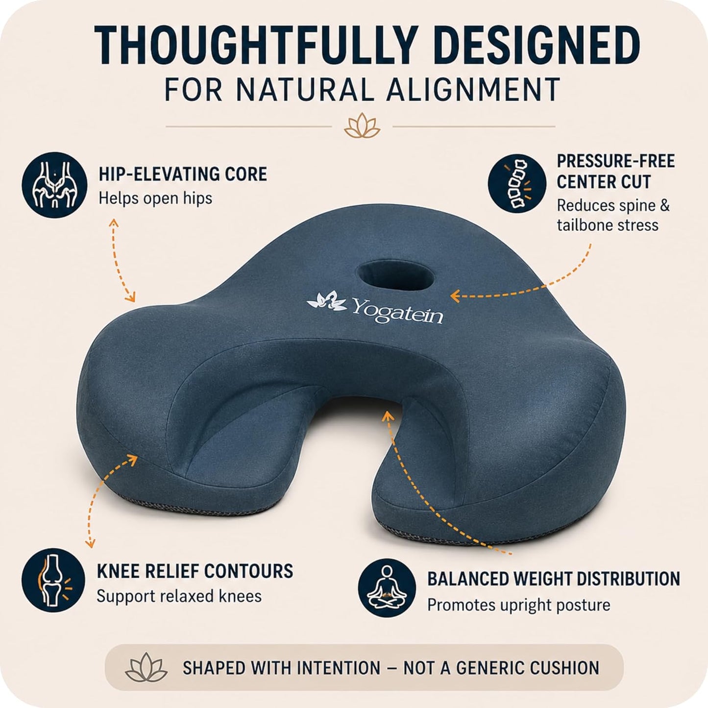 Ergonomic Meditation Cushion with Foot Rest & Carry Strap – Large Floor Cushion for Adults – Meditation Seat & Yoga Cushion for Mindfulness, Sound Healing & Reiki