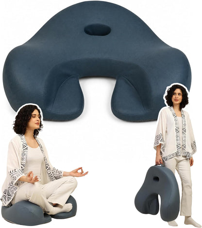 Ergonomic Meditation Cushion with Foot Rest & Carry Strap – Large Floor Cushion for Adults – Meditation Seat & Yoga Cushion for Mindfulness, Sound Healing & Reiki