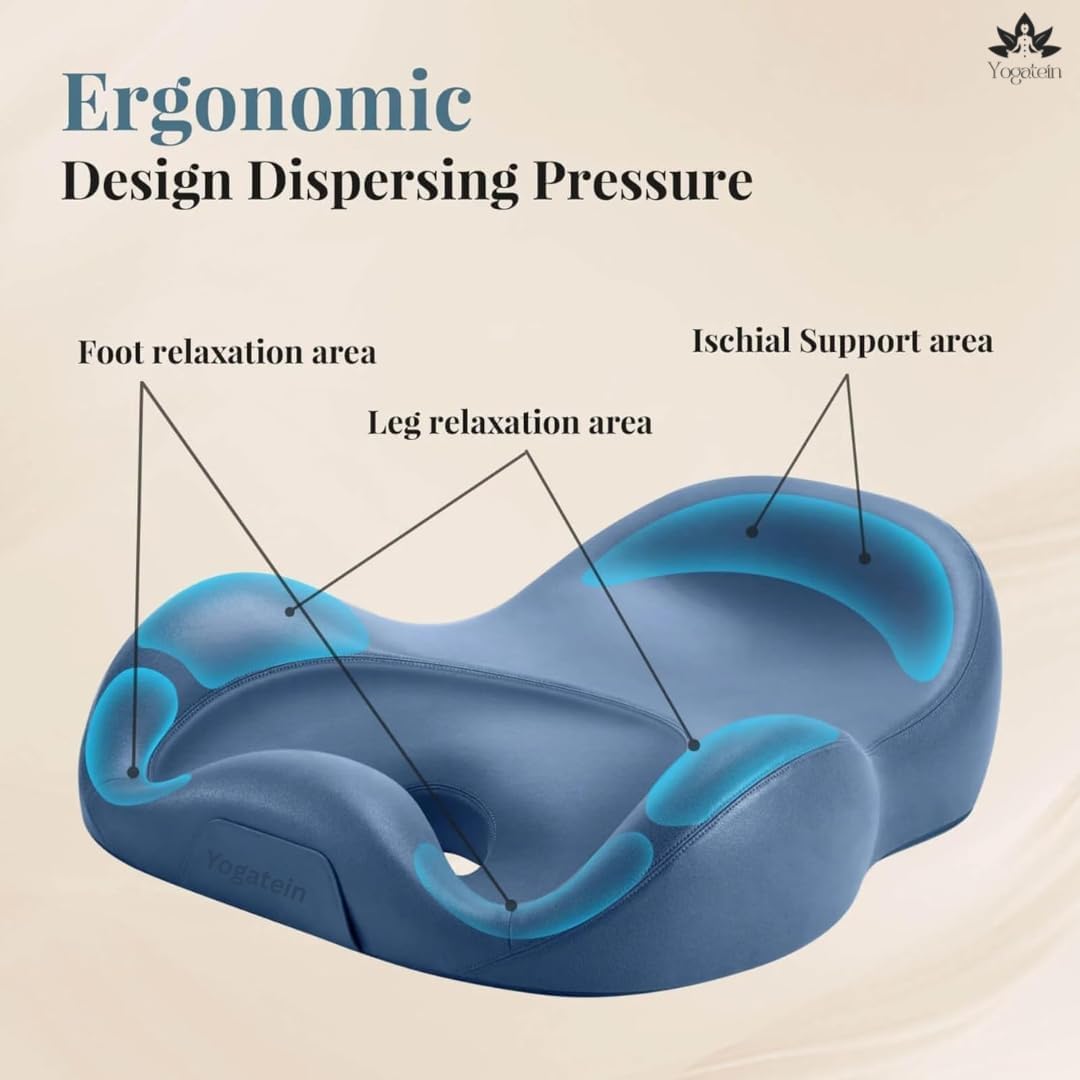 Ergonomic Meditation Cushion with Foot Rest & Carry Strap – Large Floor Cushion for Adults – Meditation Seat & Yoga Cushion for Mindfulness, Sound Healing & Reiki