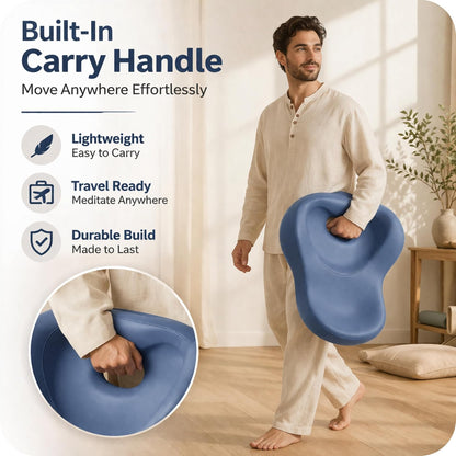 Ergonomic Meditation Cushion with Foot Rest & Carry Strap – Large Floor Cushion for Adults – Meditation Seat & Yoga Cushion for Mindfulness, Sound Healing & Reiki