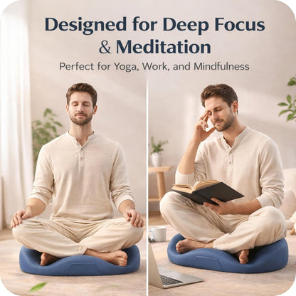 Ergonomic Meditation Cushion with Foot Rest & Carry Strap – Large Floor Cushion for Adults – Meditation Seat & Yoga Cushion for Mindfulness, Sound Healing & Reiki