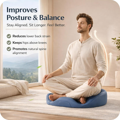 Ergonomic Meditation Cushion with Foot Rest & Carry Strap – Large Floor Cushion for Adults – Meditation Seat & Yoga Cushion for Mindfulness, Sound Healing & Reiki