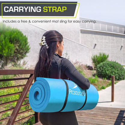 Extra Thick Yoga and Pilates Mat 1/2” (13mm) or 1" (25mm), 71-inch Long High Density Exercise Mat with Comfort Foam and Carrying Strap