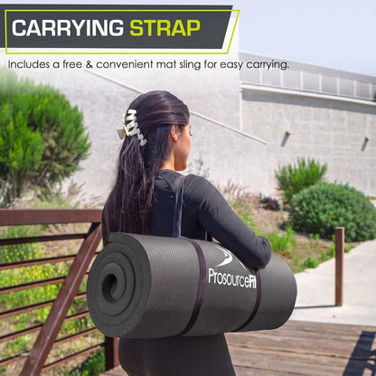 Extra Thick Yoga and Pilates Mat 1/2” (13mm) or 1" (25mm), 71-inch Long High Density Exercise Mat with Comfort Foam and Carrying Strap
