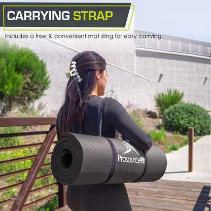 Extra Thick Yoga and Pilates Mat 1/2” (13mm) or 1" (25mm), 71-inch Long High Density Exercise Mat with Comfort Foam and Carrying Strap