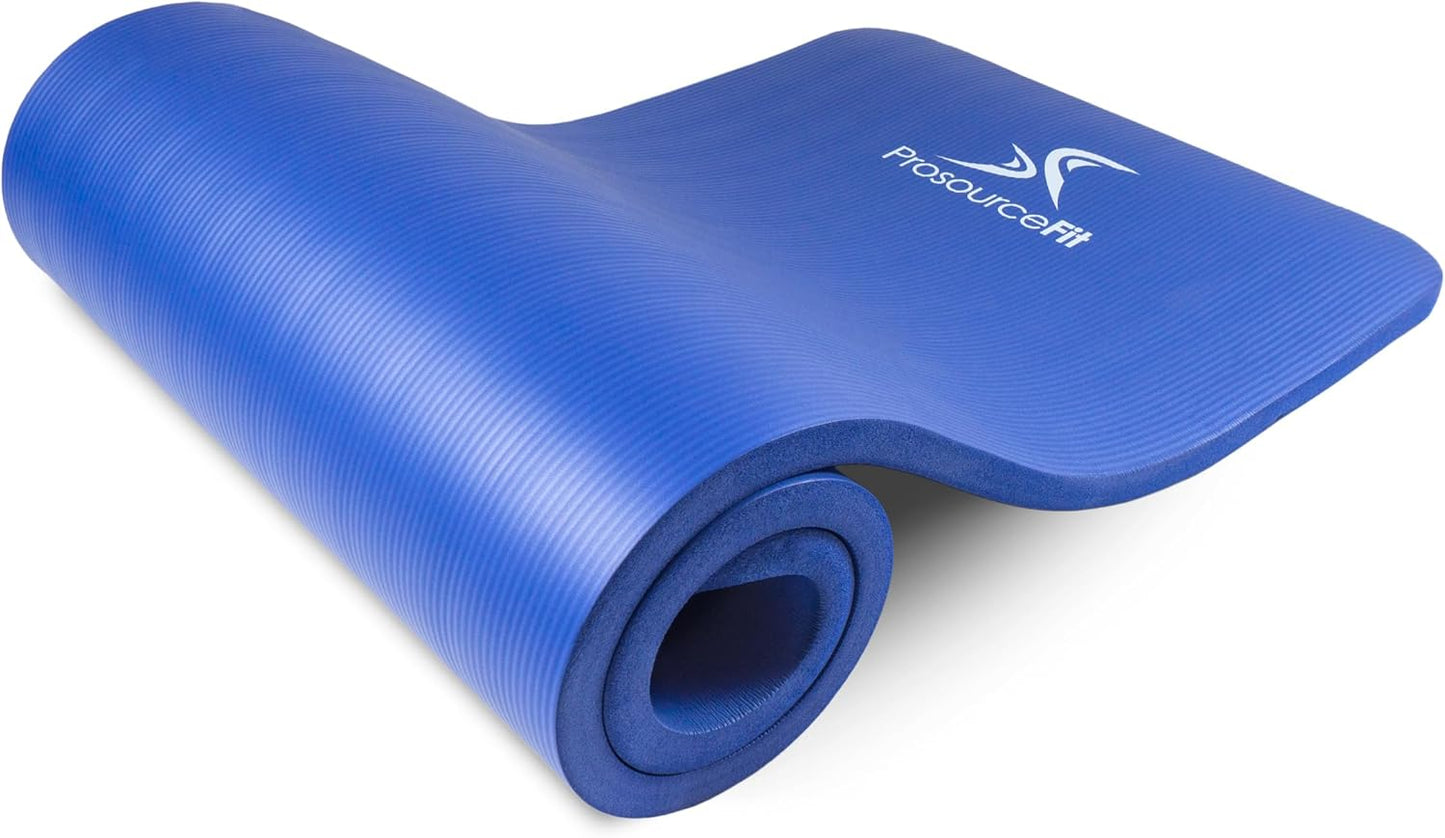 Extra Thick Yoga and Pilates Mat 1/2” (13mm) or 1" (25mm), 71-inch Long High Density Exercise Mat with Comfort Foam and Carrying Strap