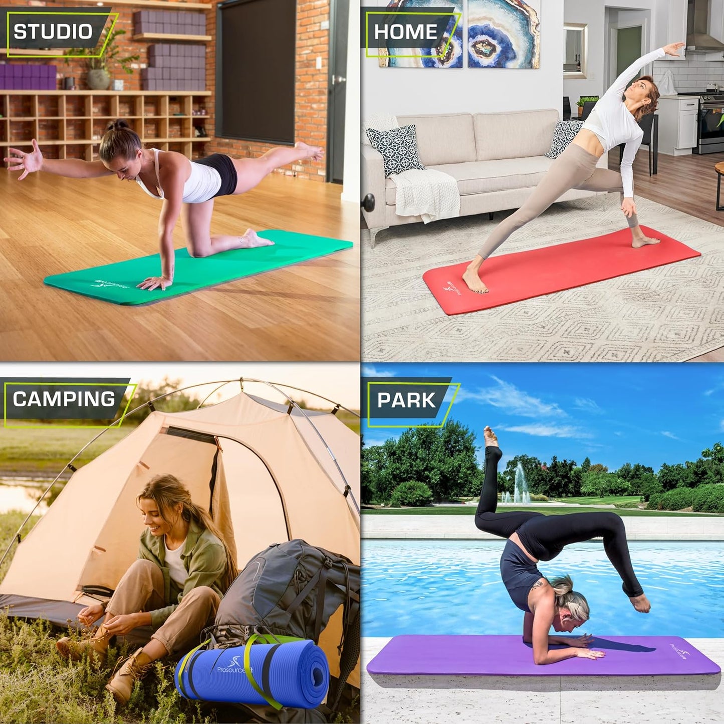 Extra Thick Yoga and Pilates Mat 1/2” (13mm) or 1" (25mm), 71-inch Long High Density Exercise Mat with Comfort Foam and Carrying Strap