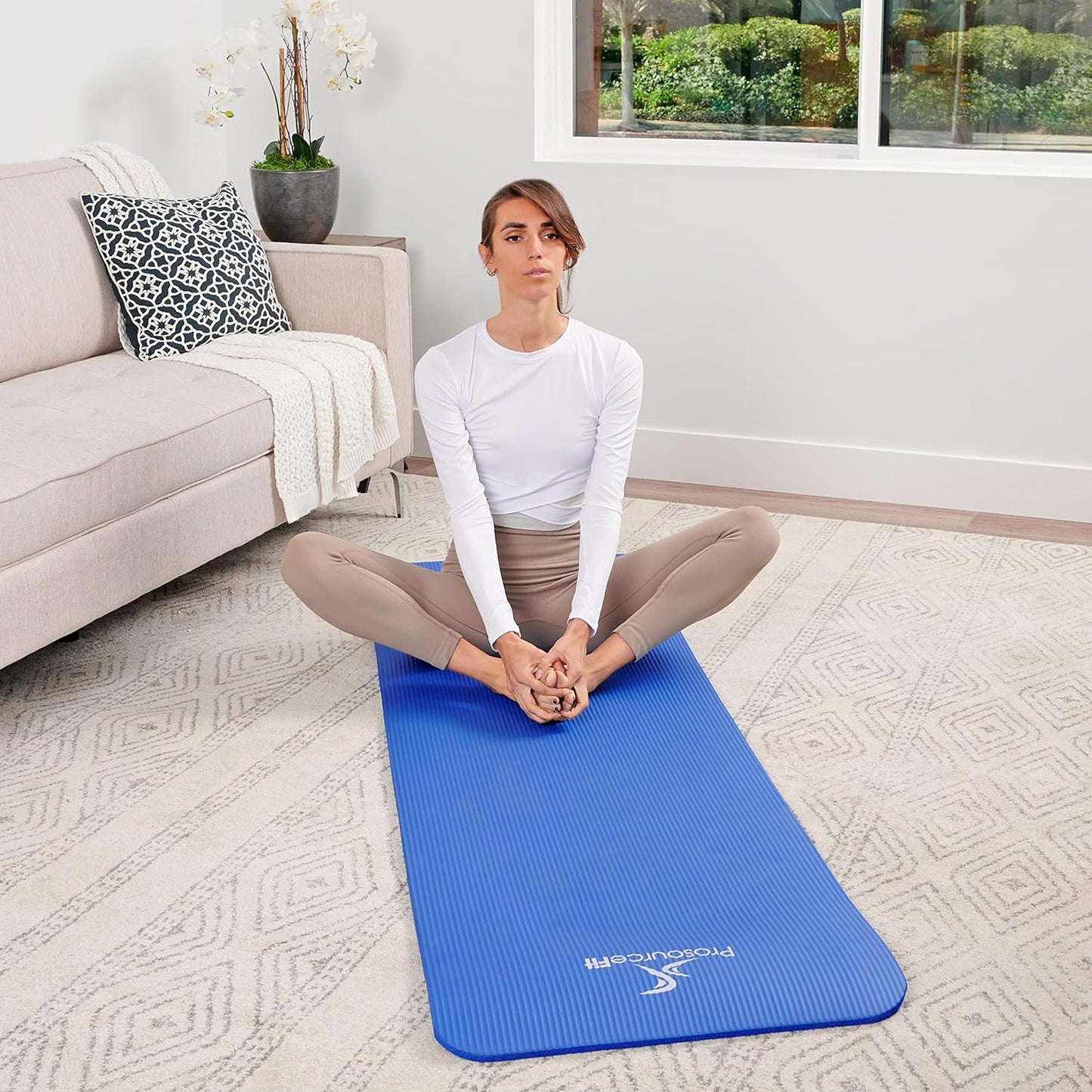 Extra Thick Yoga and Pilates Mat 1/2” (13mm) or 1" (25mm), 71-inch Long High Density Exercise Mat with Comfort Foam and Carrying Strap