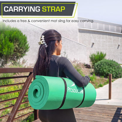 Extra Thick Yoga and Pilates Mat 1/2” (13mm) or 1" (25mm), 71-inch Long High Density Exercise Mat with Comfort Foam and Carrying Strap