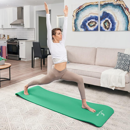 Extra Thick Yoga and Pilates Mat 1/2” (13mm) or 1" (25mm), 71-inch Long High Density Exercise Mat with Comfort Foam and Carrying Strap