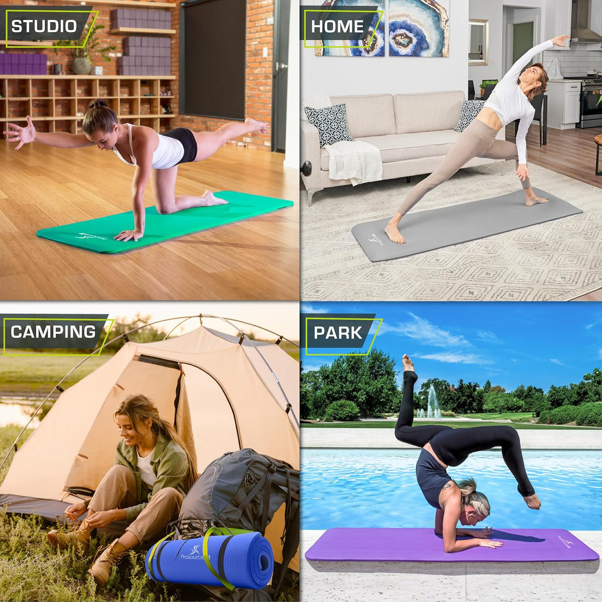 Extra Thick Yoga and Pilates Mat 1/2” (13mm) or 1" (25mm), 71-inch Long High Density Exercise Mat with Comfort Foam and Carrying Strap