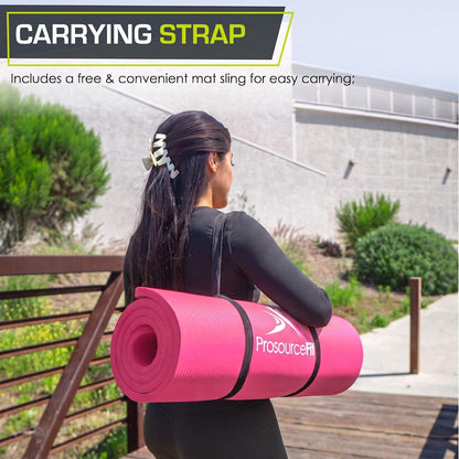 Extra Thick Yoga and Pilates Mat 1/2” (13mm) or 1" (25mm), 71-inch Long High Density Exercise Mat with Comfort Foam and Carrying Strap