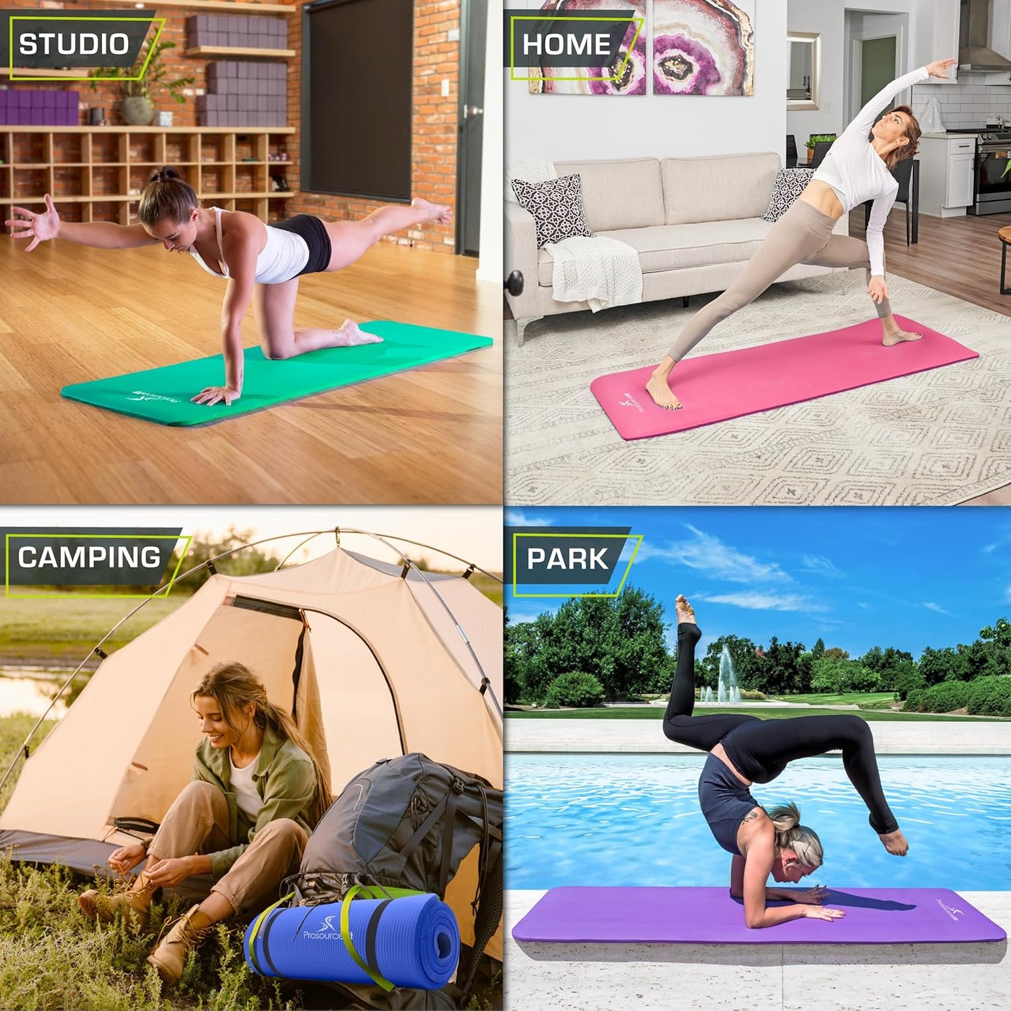 Extra Thick Yoga and Pilates Mat 1/2” (13mm) or 1" (25mm), 71-inch Long High Density Exercise Mat with Comfort Foam and Carrying Strap