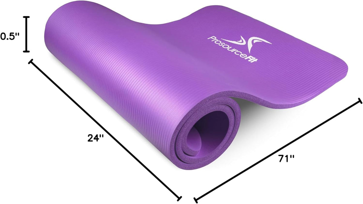Extra Thick Yoga and Pilates Mat 1/2” (13mm) or 1" (25mm), 71-inch Long High Density Exercise Mat with Comfort Foam and Carrying Strap