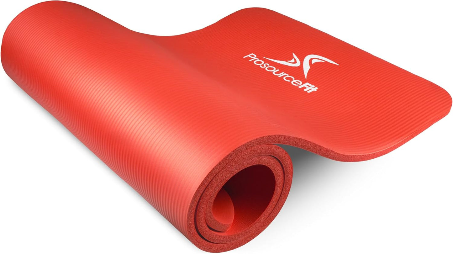 Extra Thick Yoga and Pilates Mat 1/2” (13mm) or 1" (25mm), 71-inch Long High Density Exercise Mat with Comfort Foam and Carrying Strap
