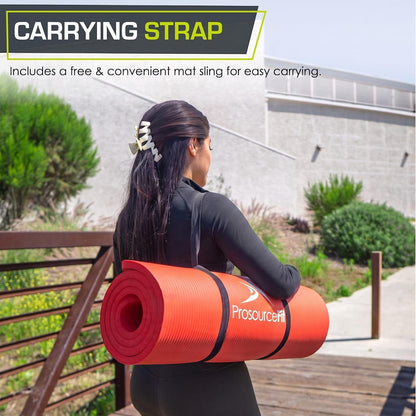 Extra Thick Yoga and Pilates Mat 1/2” (13mm) or 1" (25mm), 71-inch Long High Density Exercise Mat with Comfort Foam and Carrying Strap