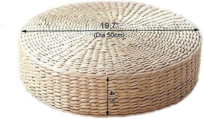 2 Pack Tatami Floor Pillow Sitting Cushion Bigger Size,Round Padded Room Floor Straw Mat for Outdoor Seat (Dia: 19.7)