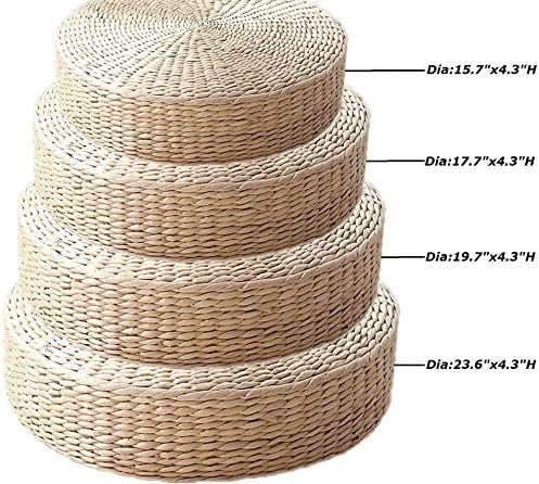 2 Pack Tatami Floor Pillow Sitting Cushion Bigger Size,Round Padded Room Floor Straw Mat for Outdoor Seat (Dia: 19.7)