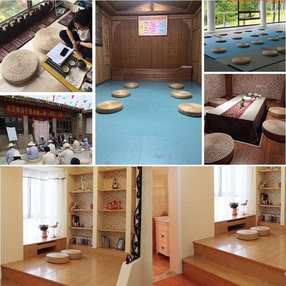 2 Pack Tatami Floor Pillow Sitting Cushion Bigger Size,Round Padded Room Floor Straw Mat for Outdoor Seat (Dia: 19.7)