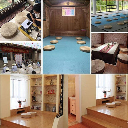 2 Pack Tatami Floor Pillow Sitting Cushion Bigger Size,Round Padded Room Floor Straw Mat for Outdoor Seat (Dia: 19.7)