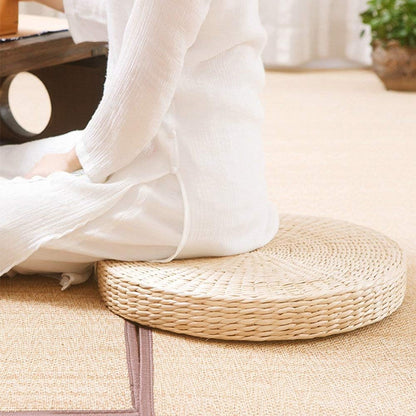 2 Pack Tatami Floor Pillow Sitting Cushion Bigger Size,Round Padded Room Floor Straw Mat for Outdoor Seat (Dia: 19.7)
