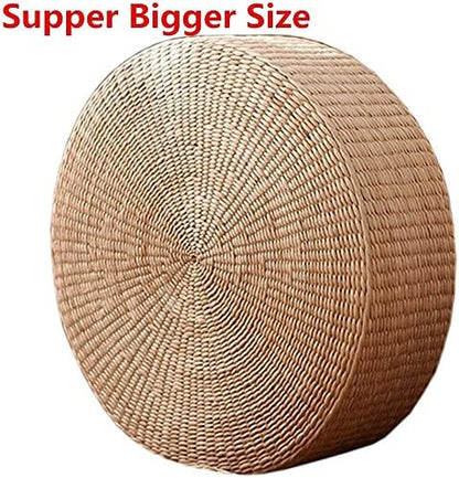 2 Pack Tatami Floor Pillow Sitting Cushion Bigger Size,Round Padded Room Floor Straw Mat for Outdoor Seat (Dia: 19.7)