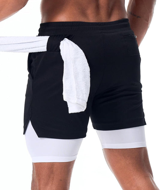 Mens Running Shorts，Workout Running Shorts for Men，2-in-1 Stealth Shorts， 7-Inch Gym Yoga Outdoor Sports Shorts