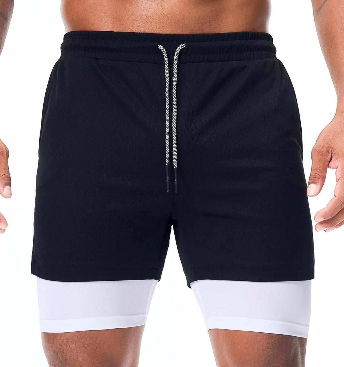 Mens Running Shorts，Workout Running Shorts for Men，2-in-1 Stealth Shorts， 7-Inch Gym Yoga Outdoor Sports Shorts