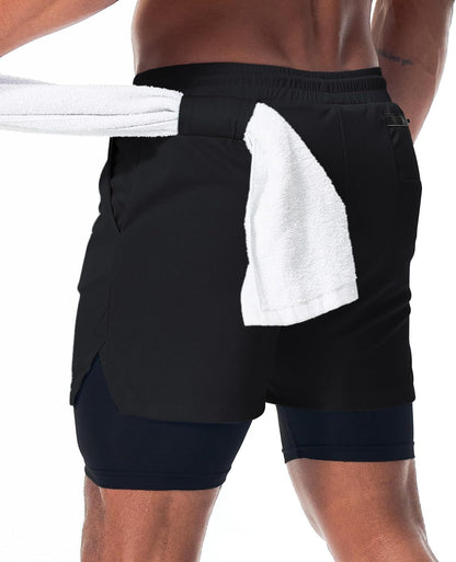 Mens Running Shorts，Workout Running Shorts for Men，2-in-1 Stealth Shorts， 7-Inch Gym Yoga Outdoor Sports Shorts