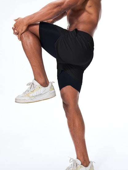 Mens Running Shorts，Workout Running Shorts for Men，2-in-1 Stealth Shorts， 7-Inch Gym Yoga Outdoor Sports Shorts