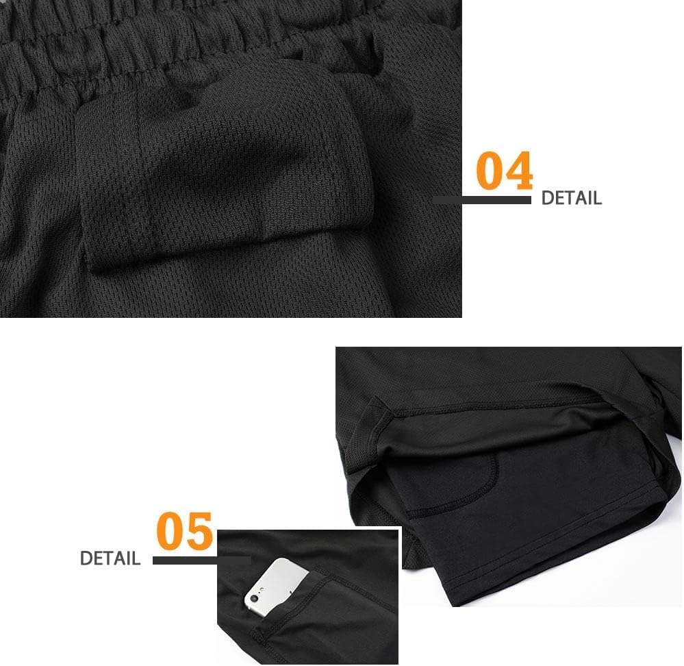 Mens Running Shorts，Workout Running Shorts for Men，2-in-1 Stealth Shorts， 7-Inch Gym Yoga Outdoor Sports Shorts